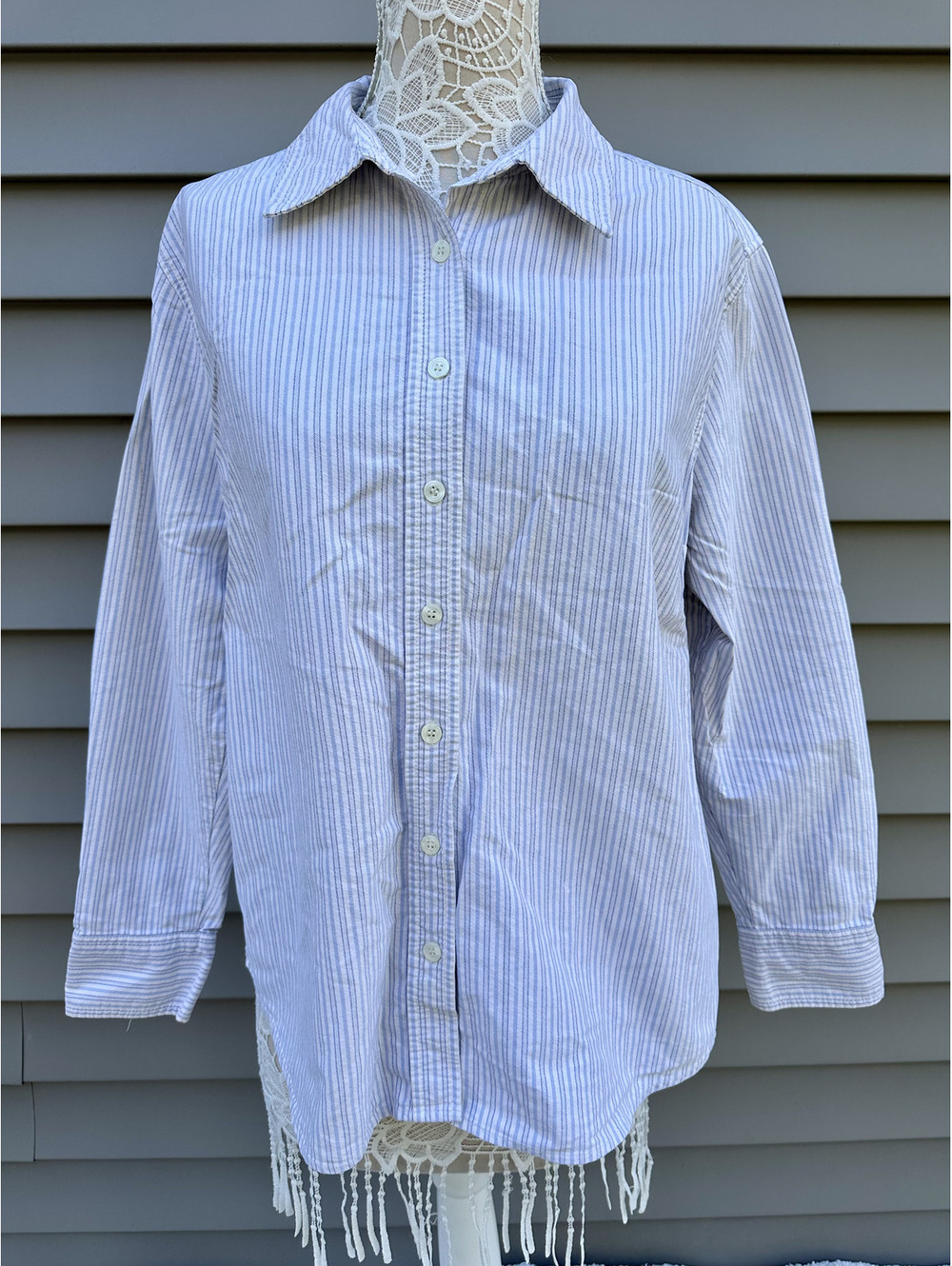 Classic Elements Striped Button Up Shirt Casual Vintage
